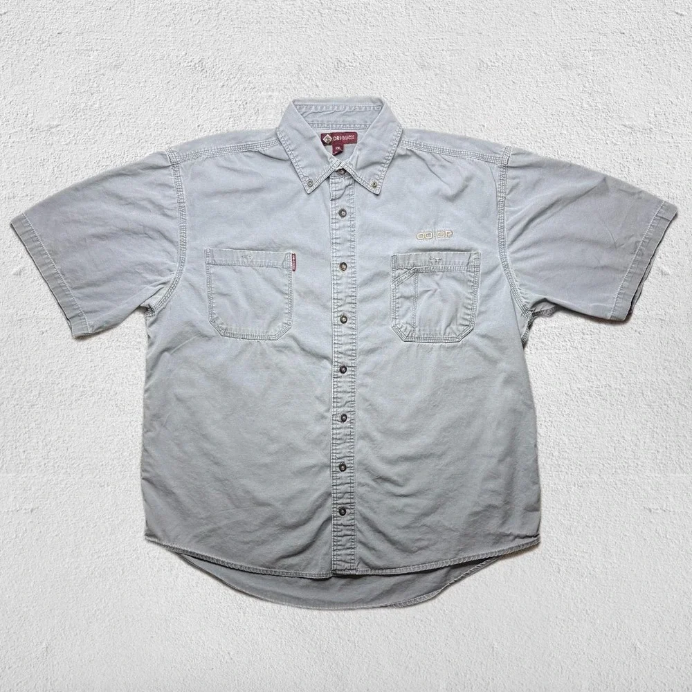 Dri Duck Co-Op Heavy Canvas Workwear Button Down Shirt Grey Mens 2XL